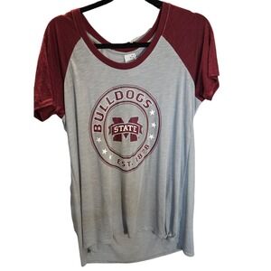Creative Apparel Concepts Mississippi State Bulldogs Raglan TShirt Gray Maroon L